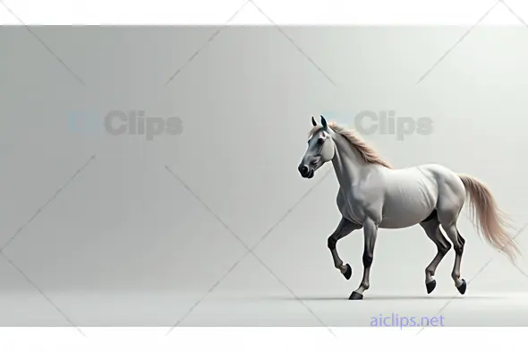 Elegant White Horse in Motion on Minimalist Grey Background