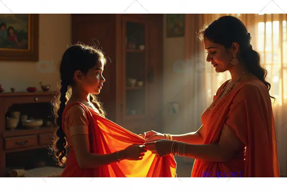 Mother and Daughter Bonding in Traditional Indian Attire