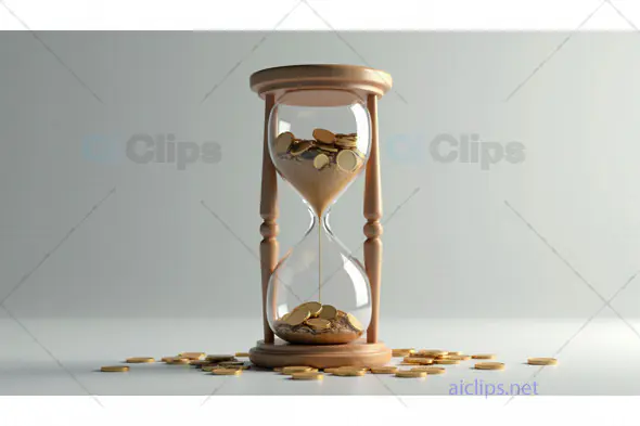 Hourglass with Coins – Time and Wealth Concept