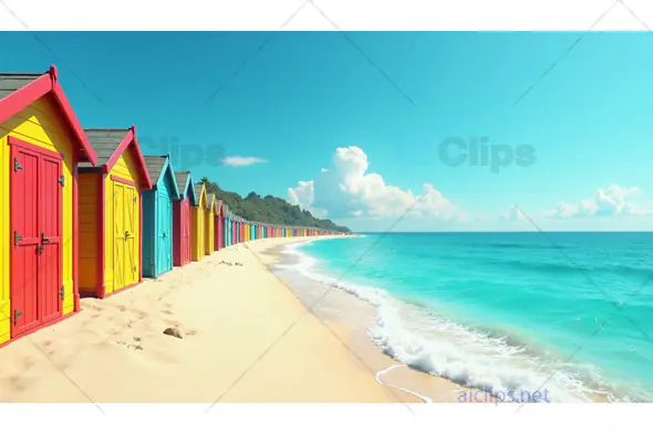 Vibrant Beach Huts by the Shoreline