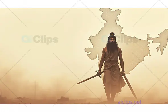 Warrior of Ancient India with Map