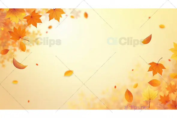 Golden Autumn Leaves on Light Yellow Background