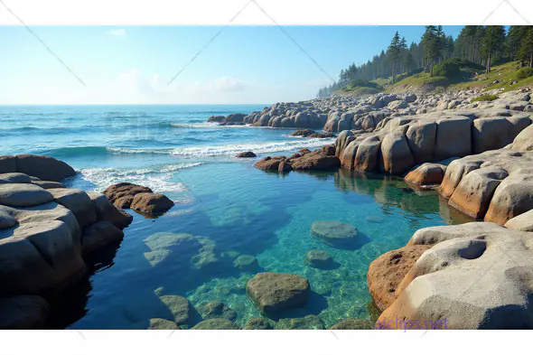 Rocky Coastal Shoreline with Crystal Clear Pools