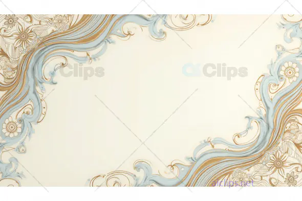 Elegant Floral Border Design with Soft Blue and Gold Accents