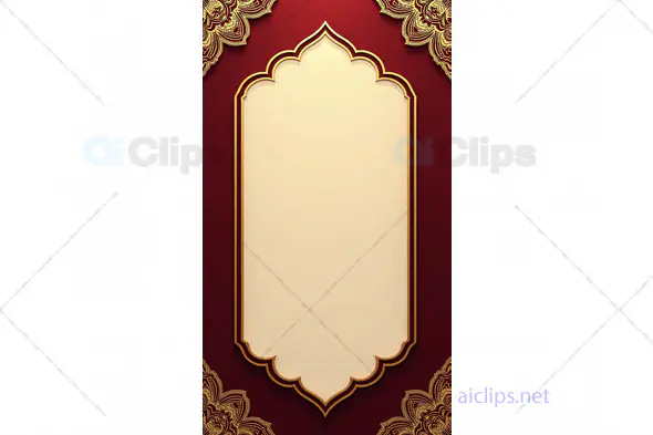 Elegant Gold-Framed Design on Deep Red Background