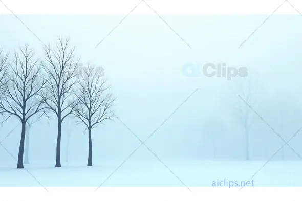 Foggy Winter Forest with Bare Trees