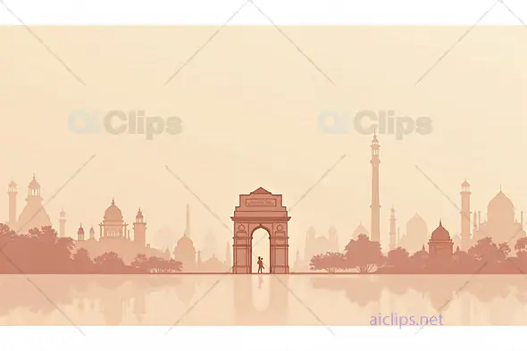 Iconic India Gate with Monumental Skyline Silhouette