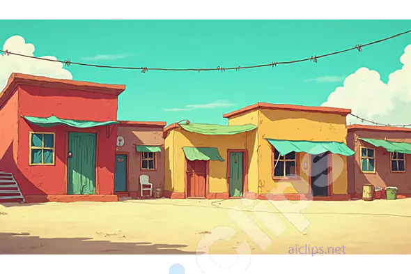 Colorful Desert Houses Illustration