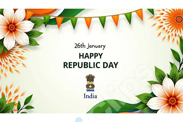 Republic Day Floral Banner with Indian Flag Colors