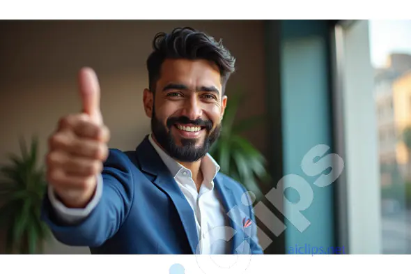 Confident Businessman Giving Thumbs Up