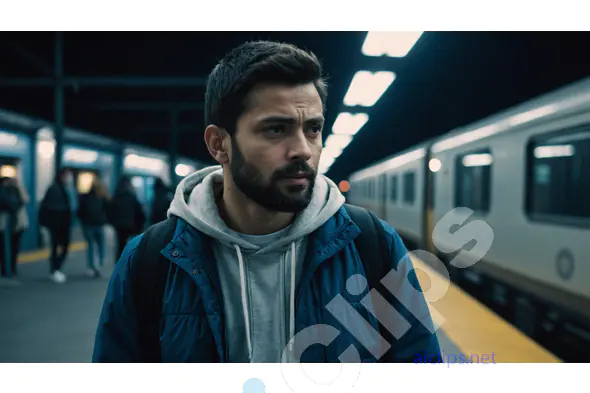 Young Man Waiting at a Subway Station at Night - Urban Lifestyle