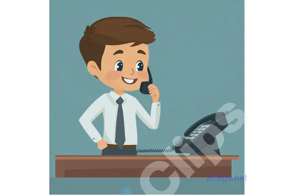 Young Professional on Office Call Illustration