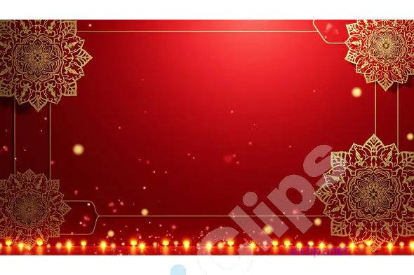 Golden Mandala Design on Festive Red Background