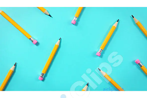 Yellow Pencils on Blue Background - Minimalist School and Office Supplies