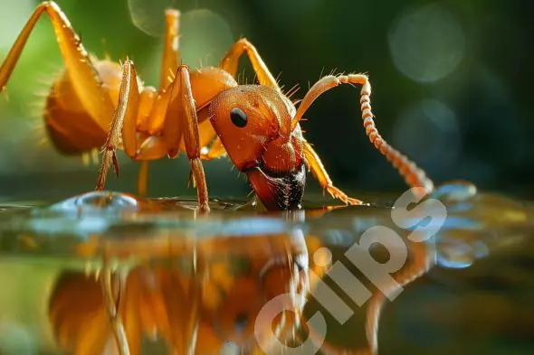 Macro Shot of Ant Drinking