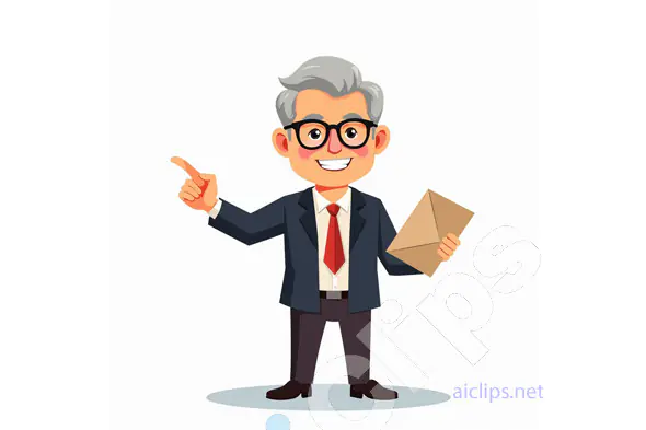 Happy Businessman Holding Envelope Vector Illustration