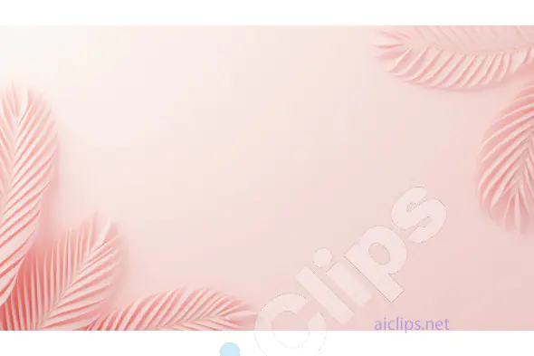 Soft Pink Background with Delicate Palm Leaves