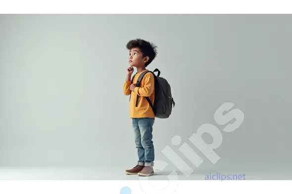 Thoughtful Schoolboy with Backpack