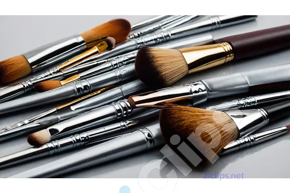 Assorted Makeup Brushes Close-Up