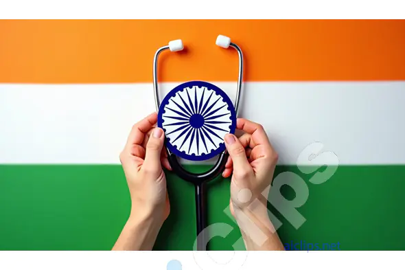 Indian Healthcare Representation with Stethoscope and Flag