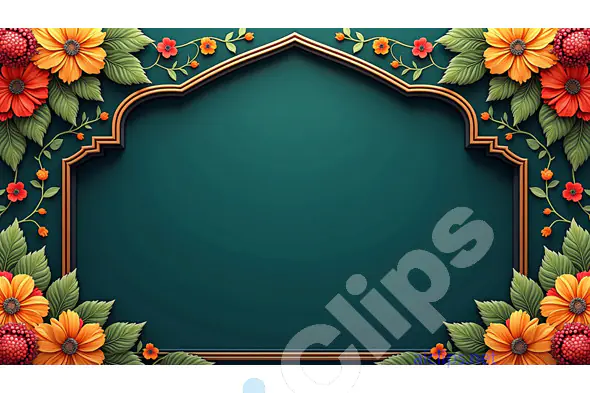 Floral Arch Frame with Green Background