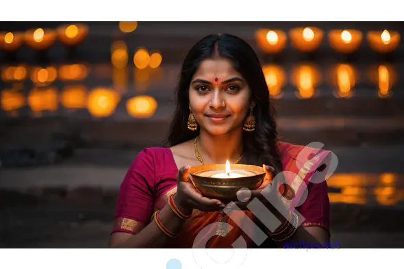 Diwali Celebration with Traditional Diya