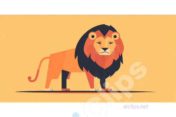 Geometric Full-Body Lion Illustration