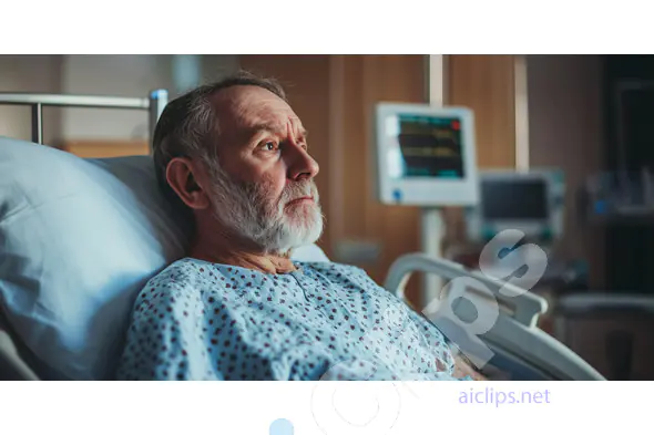 Elderly Man in Hospital Bed