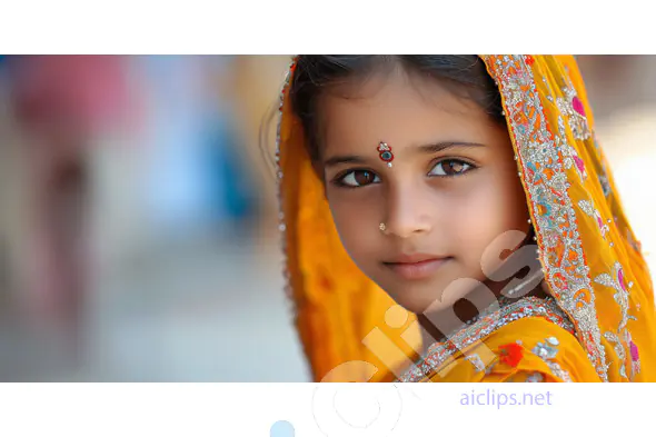 Young Indian Girl in Traditional Saree