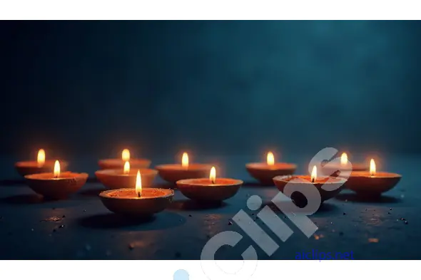 Traditional Diwali Diyas Lit in a Festive Arrangement