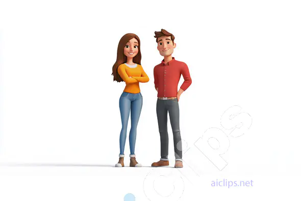 3D Cartoon Couple Standing