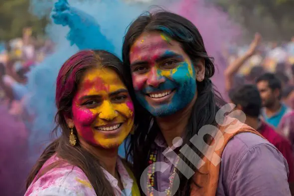 Joyful Holi Festival Celebrants