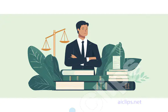 Lawyer with Scales of Justice Illustration