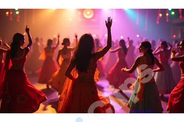 Women Dancing in a Traditional Garba Celebration