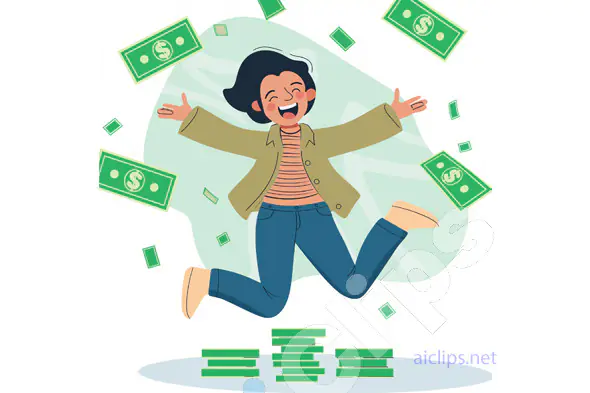 Joyful Woman with Cash