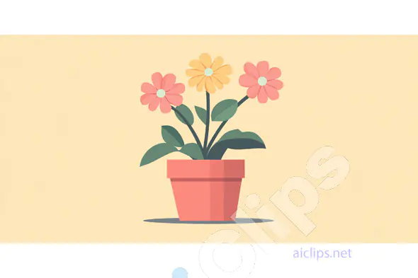 Flowering Plant in Pot Illustration