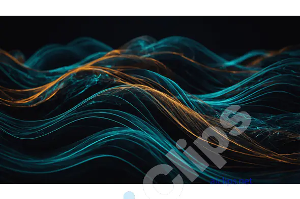 Abstract Flowing Lines with Neon Blue and Orange Hues