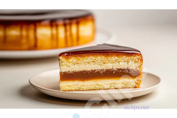 Caramel Drizzled Layer Cake Slice