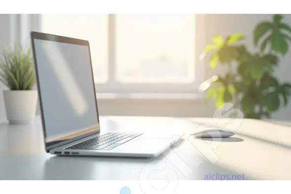 Modern Laptop Workspace with Natural Light and Greenery