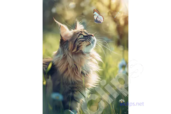 Curious Cat and Butterfly