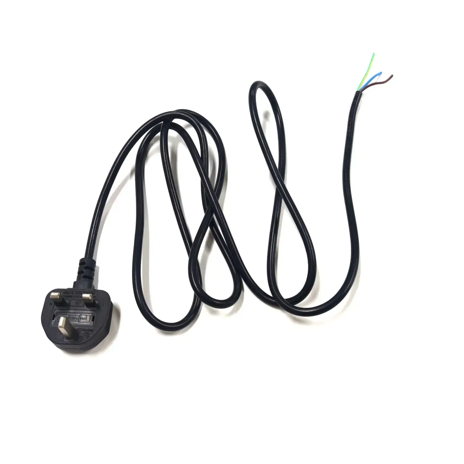 Sản phẩm cáp nguồn chất lượng từ nhà cung cấp, dây cáp 0.75mm2 với đầu cắm UK và đầu dây đã bóc
