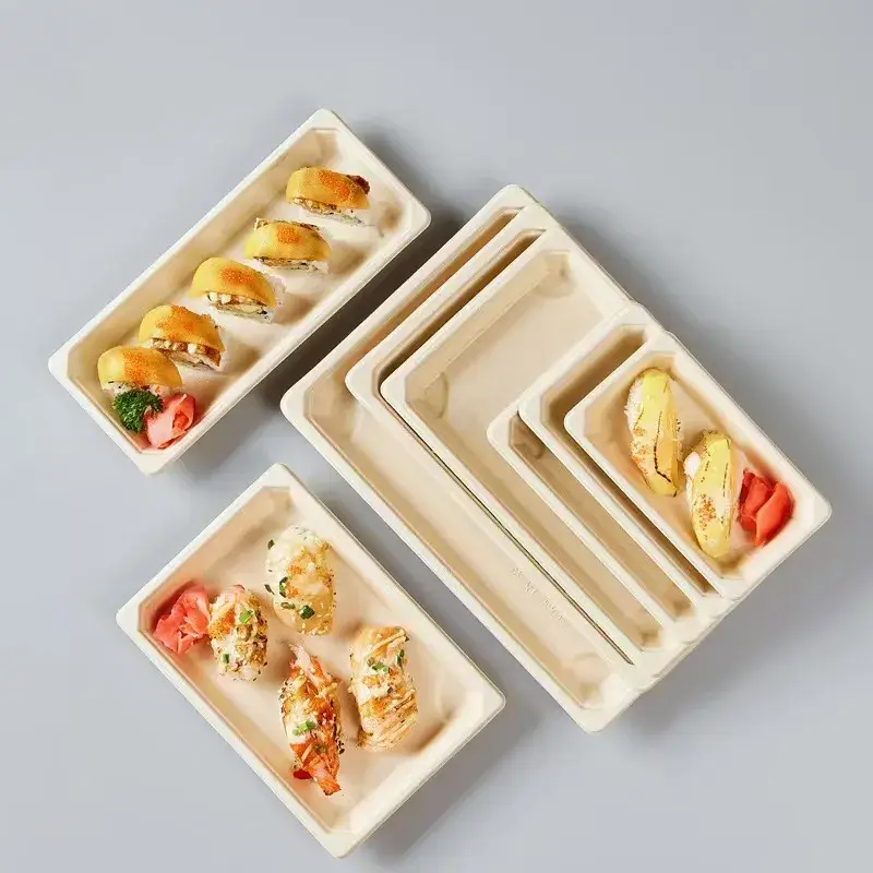 Thuyền gỗ 100% tự nhiên dùng một lần, thân thiện với môi trường cho đĩa sushi thơm ngon