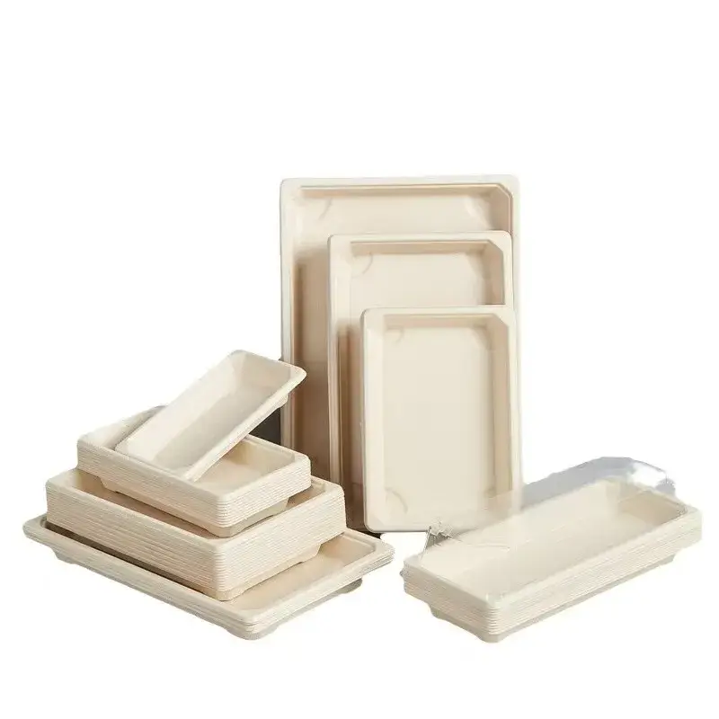 Thuyền gỗ 100% tự nhiên dùng một lần, thân thiện với môi trường cho đĩa sushi thơm ngon