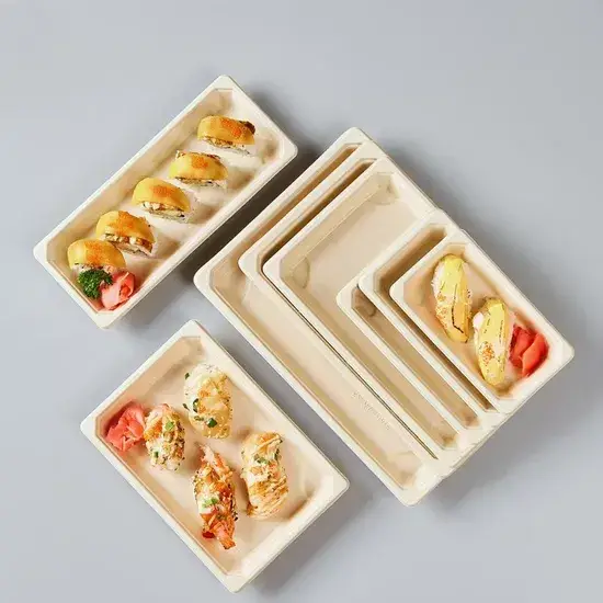 Thuyền gỗ 100% tự nhiên dùng một lần, thân thiện với môi trường cho đĩa sushi thơm ngon