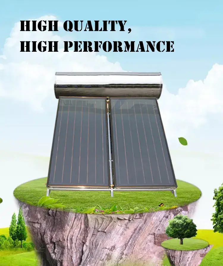 Bồn nước nóng năng lượng mặt trời hấp thụ màu xanh - Tùy chọn dung tích 100L/150L/200L/300L/400L, áp suất cao, tấm phẳng hình ảnh 13-description
