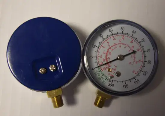 Đồng hồ áp suất chất làm lạnh Blue Steel 100mm với kết nối đáy chính hãng hình ảnh 1-description