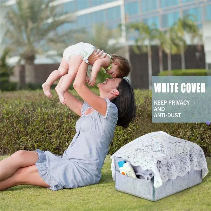 Giỏ đựng tã cho bé sơ sinh từ chất liệu felt RPET di động, tiện lợi dùng để tổ chức đồ đạc và giỏ tắm cho bàn thay đồ, xe hơi, nursery