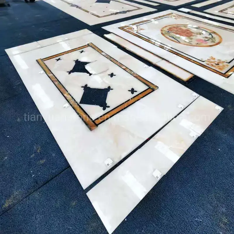 Phù điêu tường TV đá cẩm thạch inlay hiện đại, mặt đá onyx trắng tinh khiết - lựa chọn trang trí tường độc đáo