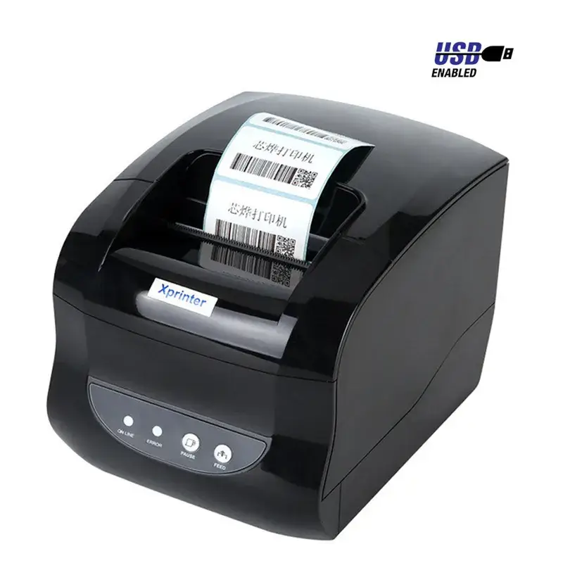 Máy in nhiệt 80mm Barway 3 XP-365b: Thiết kế để in mã Qr & biên lai, hỗ trợ lệnh ESC/POS/Tsc, phù hợp cho cửa hàng