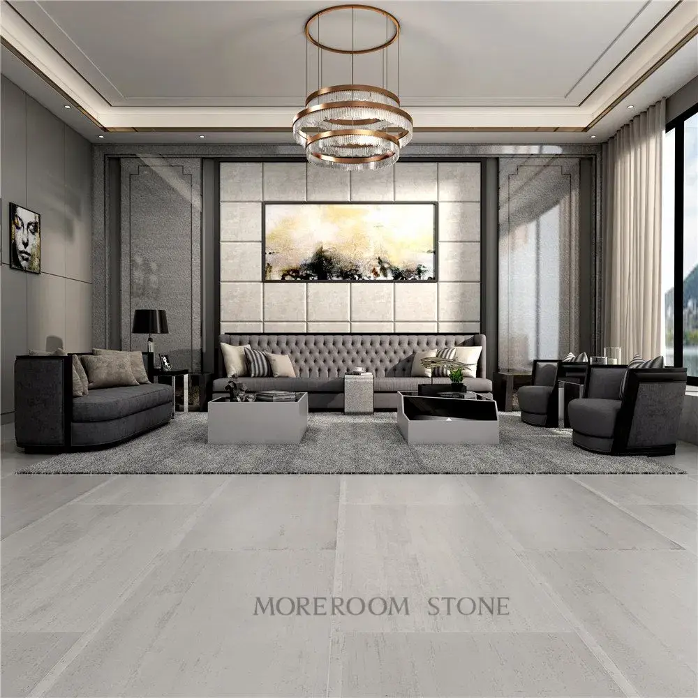 Căn hộ thiết kế đặc biệt với sàn porcelain xi măng xám hiện đại